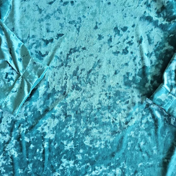 J. Jill 2X Crushed Velvet Top Teal Blue Holiday Blouse Luxe Stretch Velvet - Picture 7 of 14